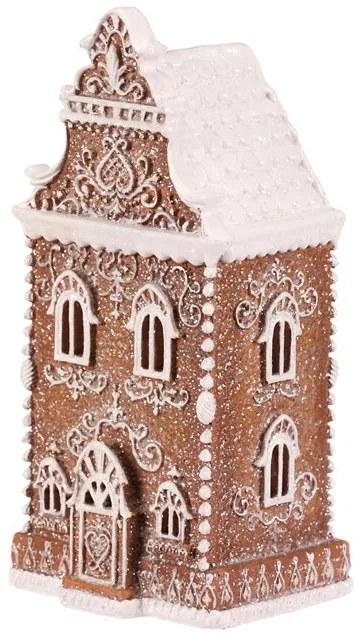 Dekoracja świąteczna Wieża z piernika, poliresin, LED, brązowy