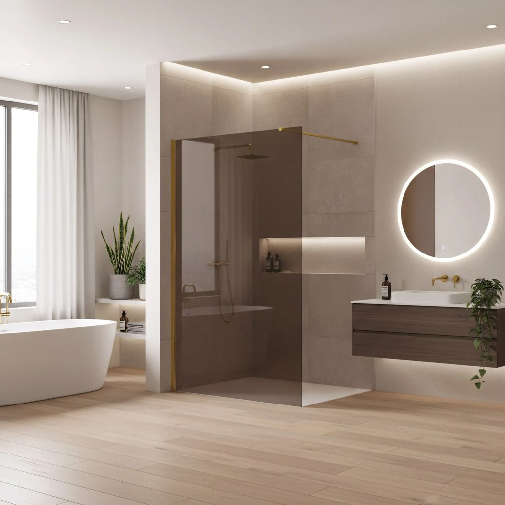 Kabina prysznicowa Walk-In Rea Flexi Brown / Gold 100