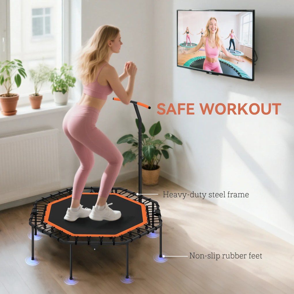 Fitness-Trampolin SPORTNOW z regulowanym uchwytem, stabilne i ciche do użytku wewnątrz, stal, Pomarańczowy
