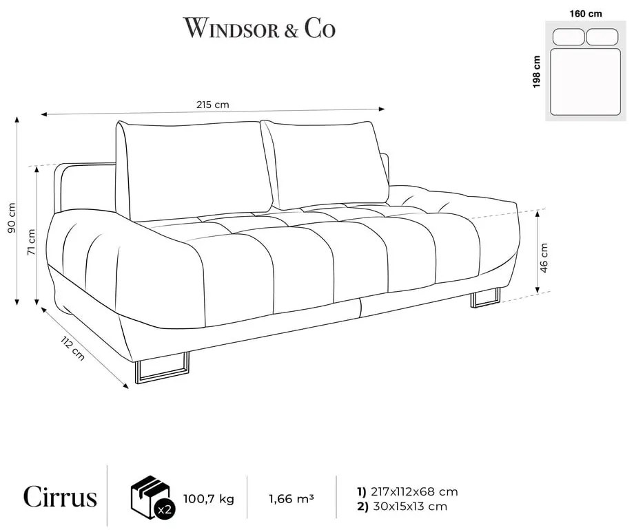 Granatowa 3-osobowa sofa rozkładana z aksamitnym obiciem Windsor &amp; Co Sofas Cirrus