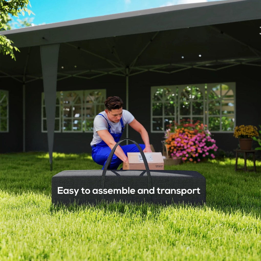 Outsunny Pawilon 3x6m wodoodporny składany z 4 ścianami, okna, UV, torba, czarny | Aosom PL