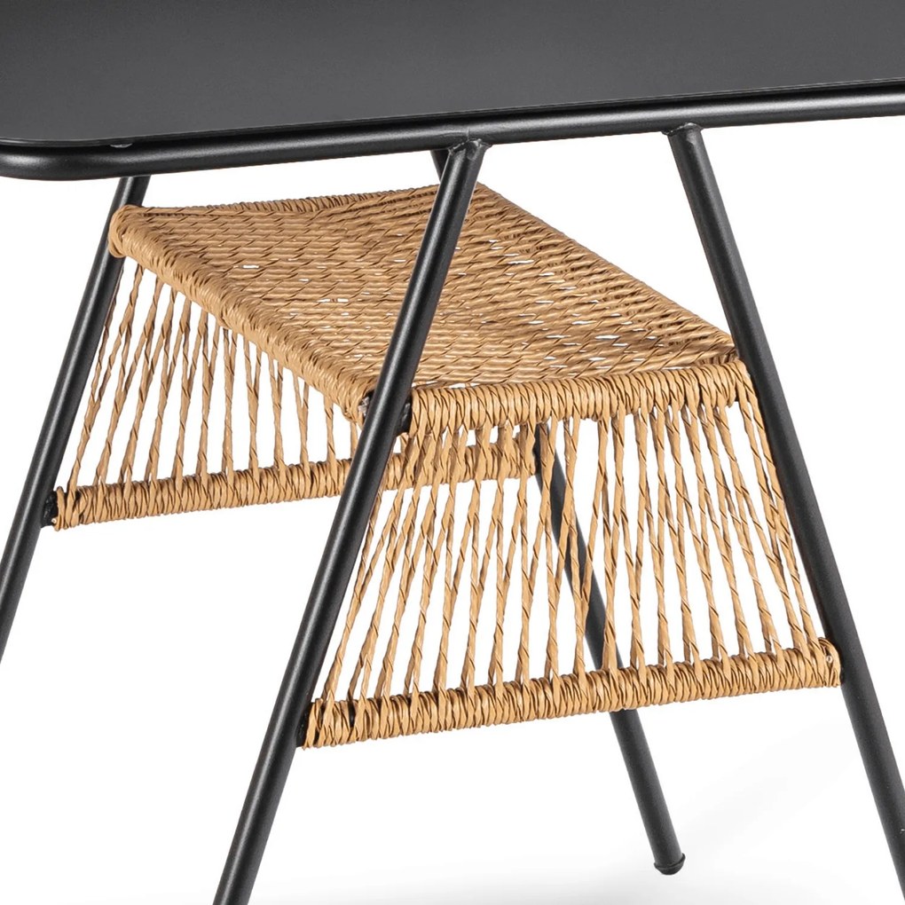 Zestaw Mebli Ogrodowych TRISTE Stolik i 2x Krzesło Brązowy/Czarny Rattan Nowoczesny