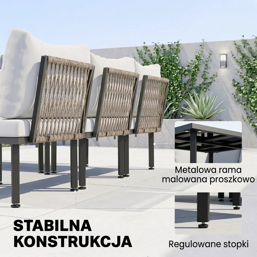 Outsunny Zestaw Mebli Ogrodowych 5-6 Osób Sofa Dwuosobowa, Krzesła, Narożnik, Stolik, Podnóżek | Aosom PL