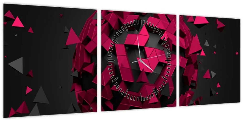 Obraz abstrakcji 3D (z zegarem) (90x30 cm)