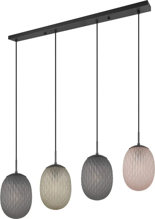 Lampa wisząca w kolorze matowej czerni ze szklanym kloszem Facette – Trio