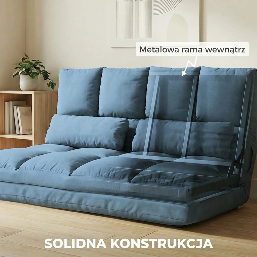 HOMCOM Wygodna Sofa Podłogowa Składana - Regulowane Oparcie, Niebieska, 102x73x60cm - Relaks w Salonie