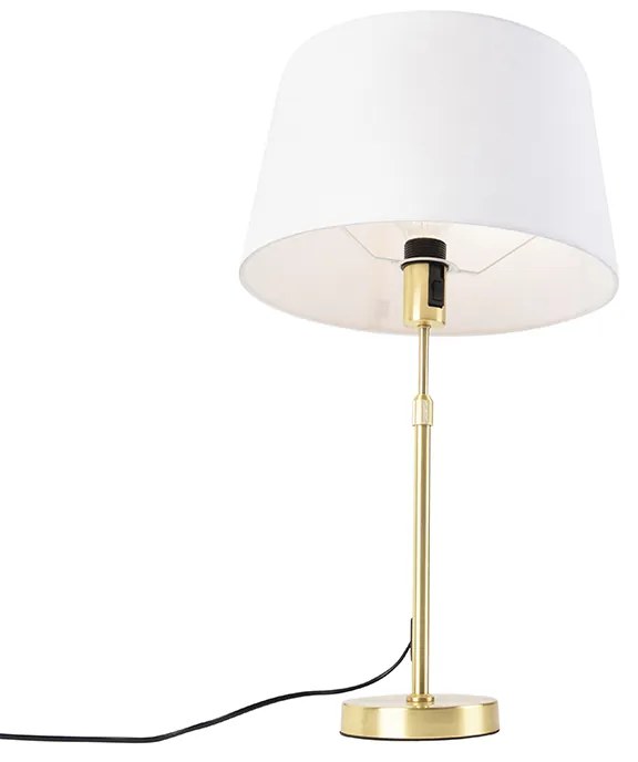 Lampa stołowa regulowana złota/mosiądz klosz biały 35cm - Parte Nowoczesny Oswietlenie wewnetrzne