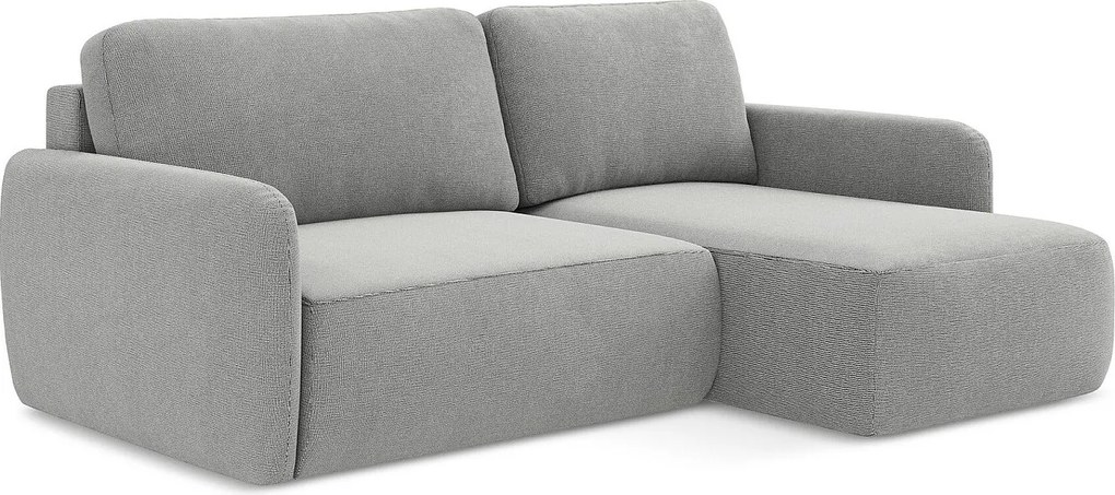 Narożnik prawostronny z funkcją spania - z tkaniny strukturalnej - jasny szary - LILO