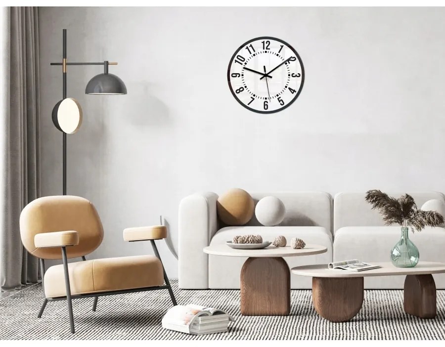 Zegar ścienny okrągły cichy klasyczny akrylowy na ścianę duże cyfry biały