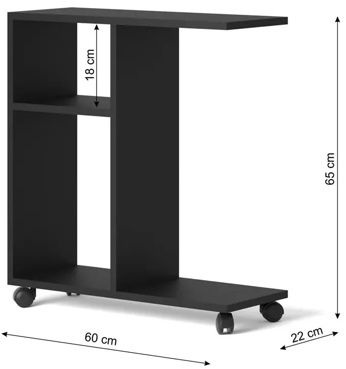 Czarny mobilny stolik pomocniczy L0-B77
