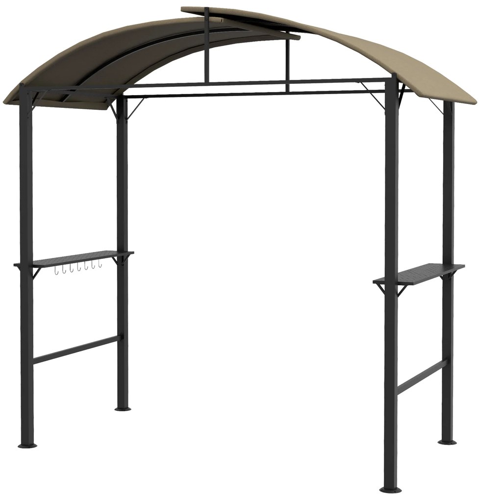Outsunny Grillpavillon, 2 boczne półki, haki, konstrukcja stalowa, 1,1 x 2,3m, Khaki
