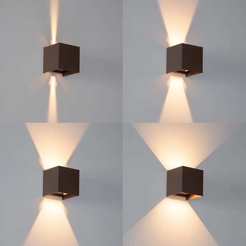 Zewnetrzna Lampa ścienna zewnętrzna brązowa w kolorze rdzy z diodą LED 2-światłową IP54 - Edwin Nowoczesny Oswietlenie zewnetrzne