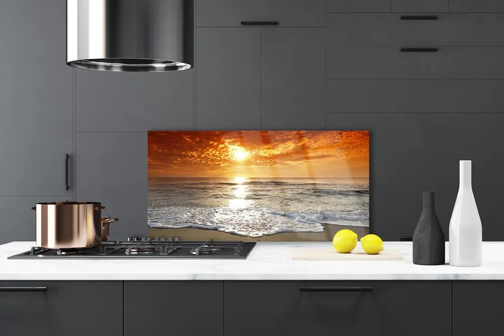 Panel Szklany do Kuchni Zachód Słońca nad Horyzontem