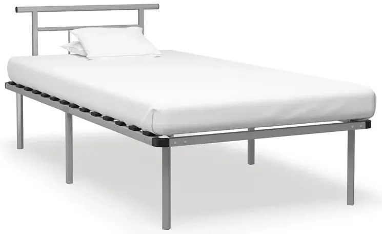 Szare metalowe łóżko pojedyncze 100x200 cm - Nikel