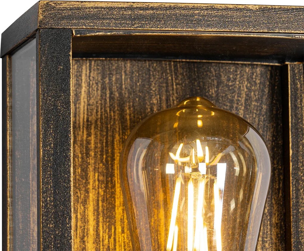 Lampa ścienna w stylu vintage antyczne złoto 26 cm IP44 - Charlois