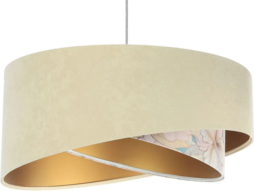 Jasnobeżowa lampa wisząca welurowa H5-F04