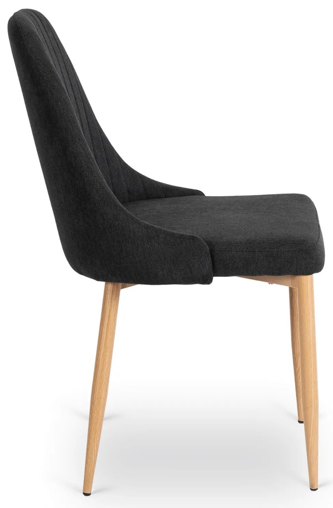 Zestaw Stół Prostokątny Rozkładany do Jadalni EDWIN 160-260 cm Dąb Złoty/Czarny i 4 Krzesła Tapicerowane TORINO Czarne