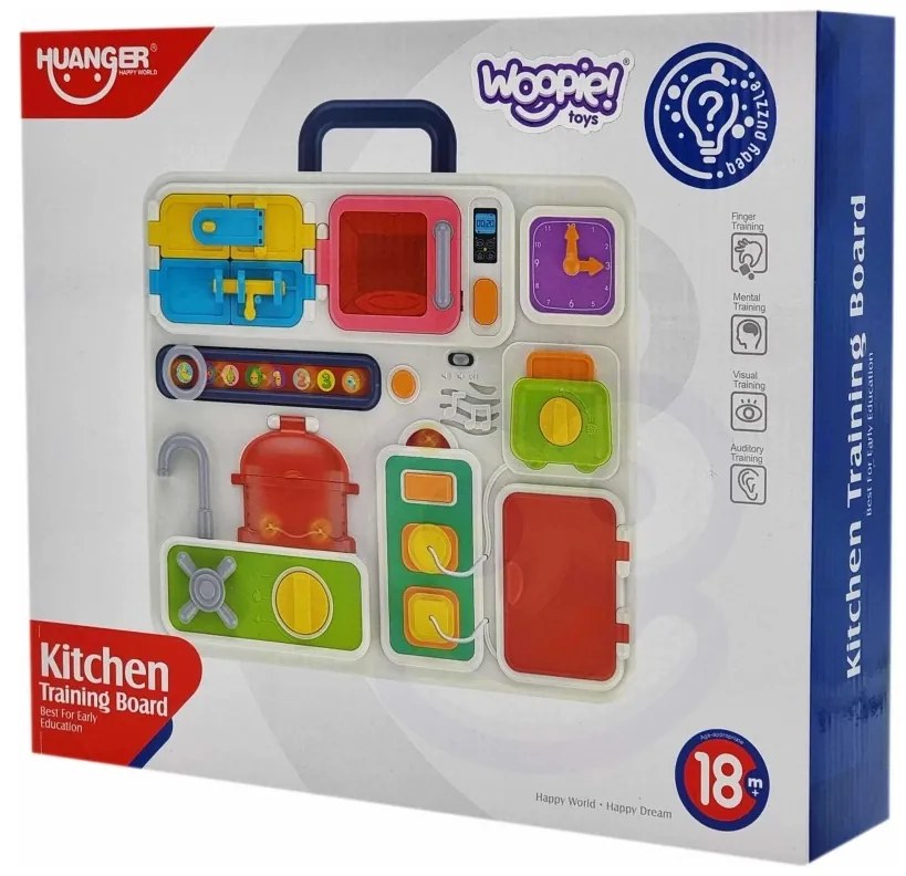 Woopie baby tablica manipulacyjna kuchnia zegar z efektami dźwiękowymi i świetlnymi montessori