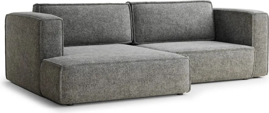 Szary rozkładany/ze schowkiem narożnik z tkaniny szenilowej (lewostronny/z szezlongiem) Velto – Maison de Rêve