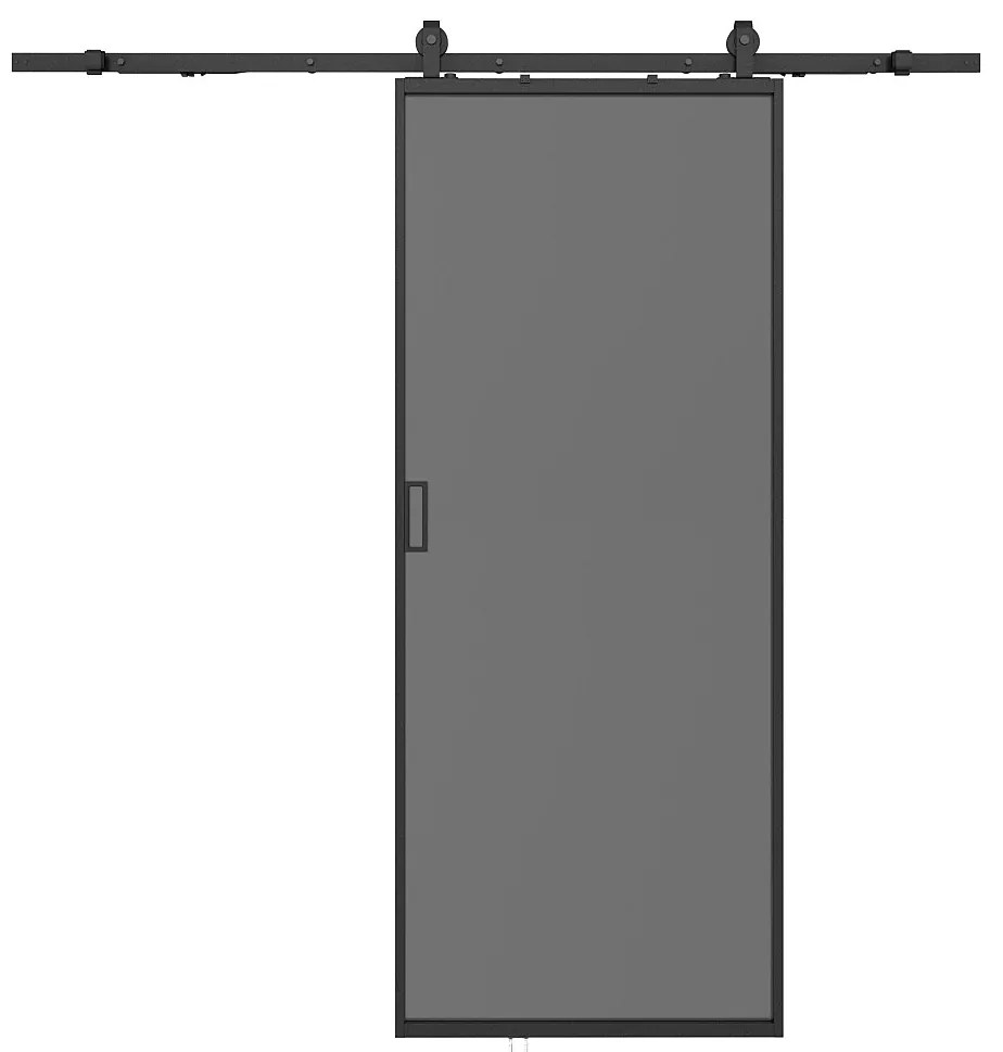 Drzwi przesuwne naścienne - aluminium i dymione szkło hartowane - wys. 205 x szer. 73 cm - LINCI II