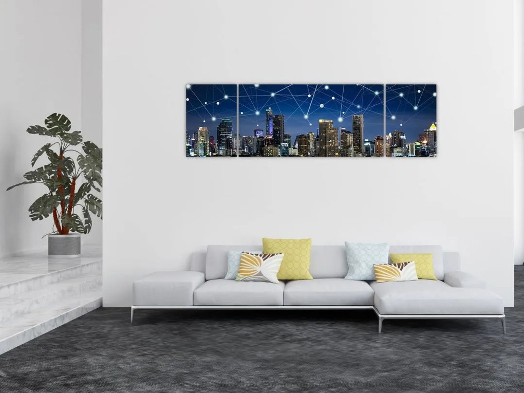 Obraz - Wielkie miasto nocą (170x50 cm)