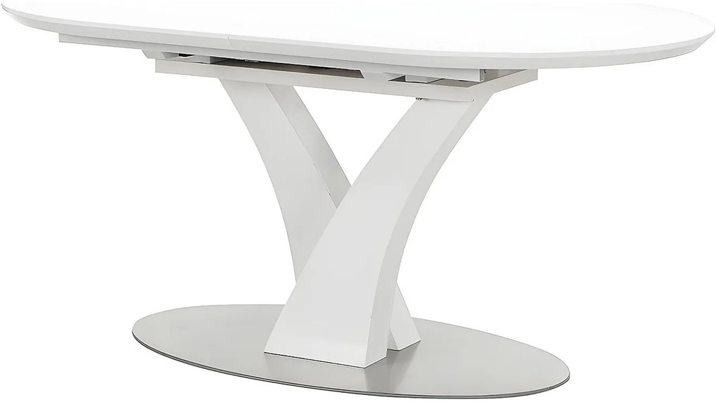 Rozkładany stół jadalniany – 6-8-osobowy – MDF i metal nierdzewny – kolor biały lakierowany – TALARA