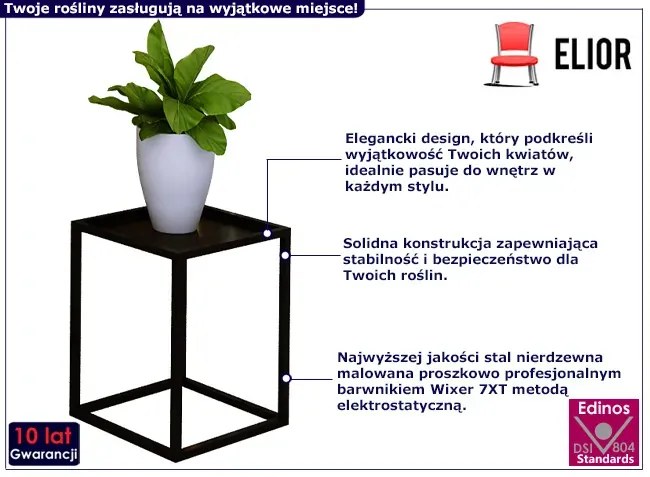 Czarny metalowy kwietnik w stylu loft W5-B27