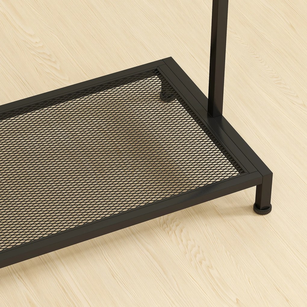 HOMCOM Wieszak na ubrania, stojący wieszak z drążkiem, regał na buty z zabezpieczeniem, Dąb