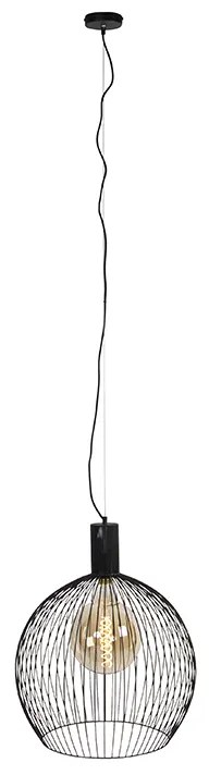 Designerska okrągła lampa wisząca czarna 50 cm - Dos Nowoczesny Oswietlenie wewnetrzne