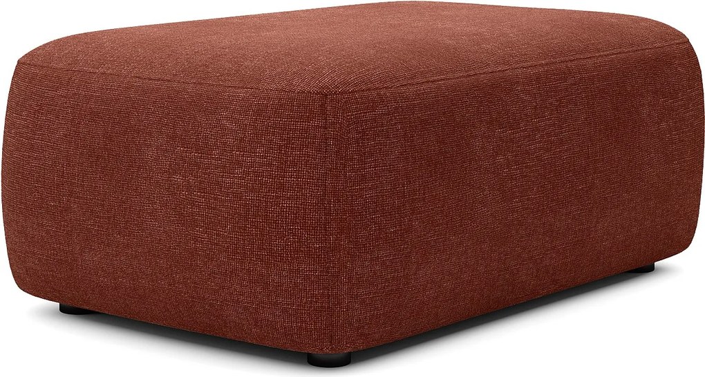 Pufa z teksturowanej tkaniny w kolorze terakota DAVISO