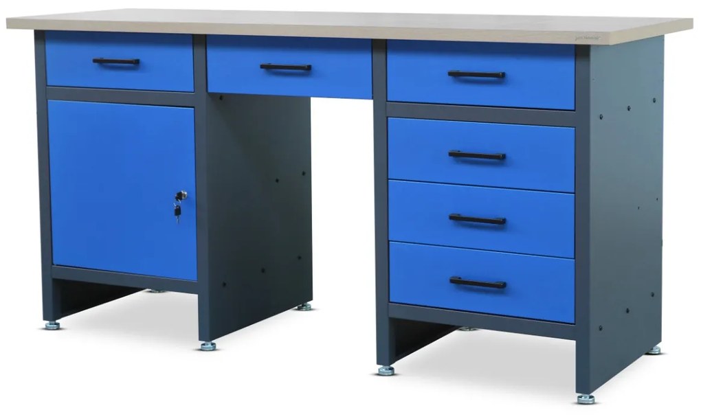 Stół warsztatowy FRANK, 1700 x 850 x 600 mm, antracytowo-niebieski