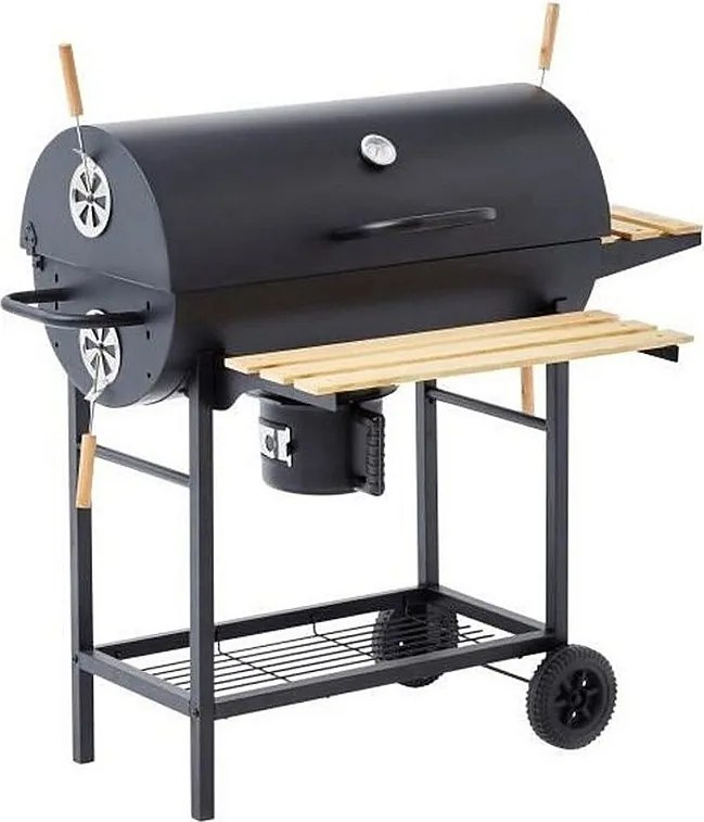 Grill węglowy MIKE - powierzchnia 71 x 35 cm z półkami drewnianymi FSC