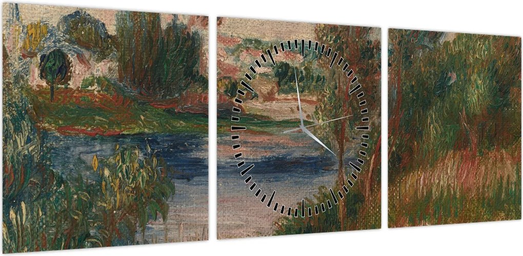 Obraz - Auguste Renoir, Landscape at Vetheuil, reprodukcje (z zegarem) (90x30 cm)