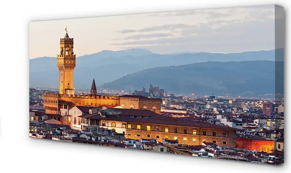 Fotoobraz na płótnie Panorama Zamku o Zachodzie Słońca