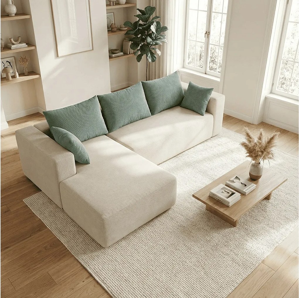 Coco Living Sofa do salonu Luna 3-osobowa – biały szałwia lewa