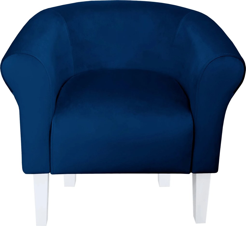 Fotel Milo tkanina Welur wygodny fotel tapicerowany do salonu i sypialni : Kolor nogi - Biała, Kolor tkaniny - VELVET - MG16, Wysokość nogi - 20 cm