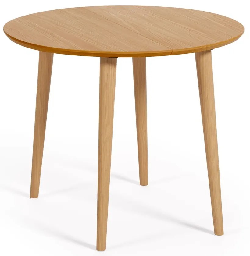 Okrągły rozkładany stół w dekorze dębu ø 90 cm Oqui – Kave Home