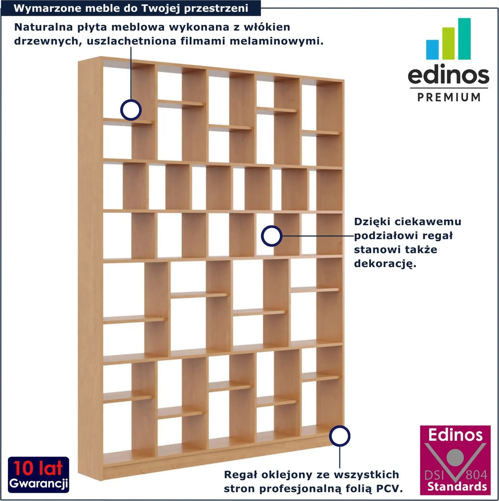 Duży nowoczesny regał na książki olcha B8-R04