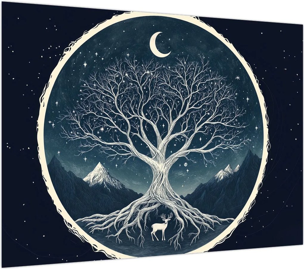 Obraz – Magiczne drzewo z jeleniem II. (70x50 cm)