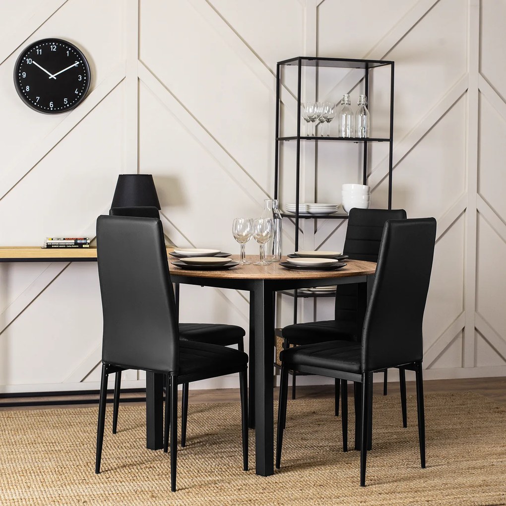 Krzesło Tapicerowane do Salonu NARIS Czarne Ekoskóra Nowoczesne Loft