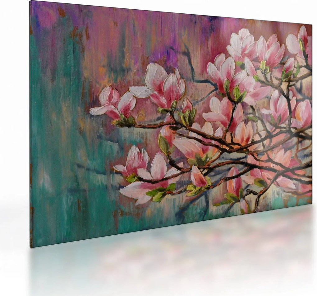 Obraz na szkle - Obraz na szkle olejny, Kwitnąca sakura (70x50 cm)
