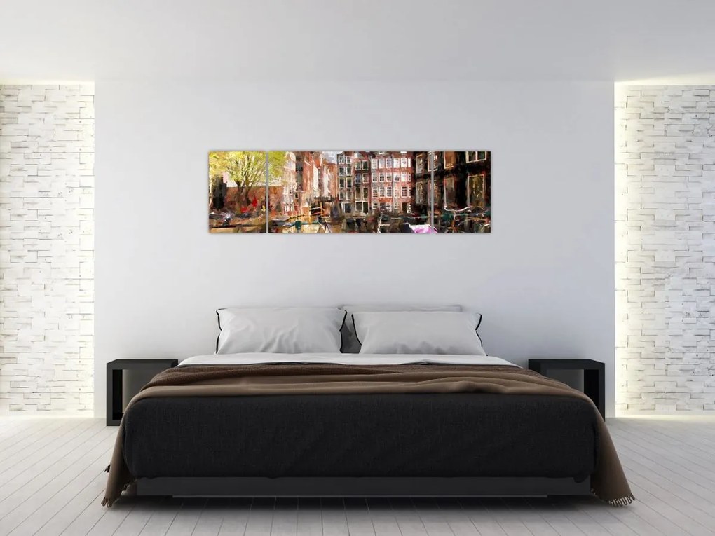 Obraz - Amsterdam, malarstwo (170x50 cm)