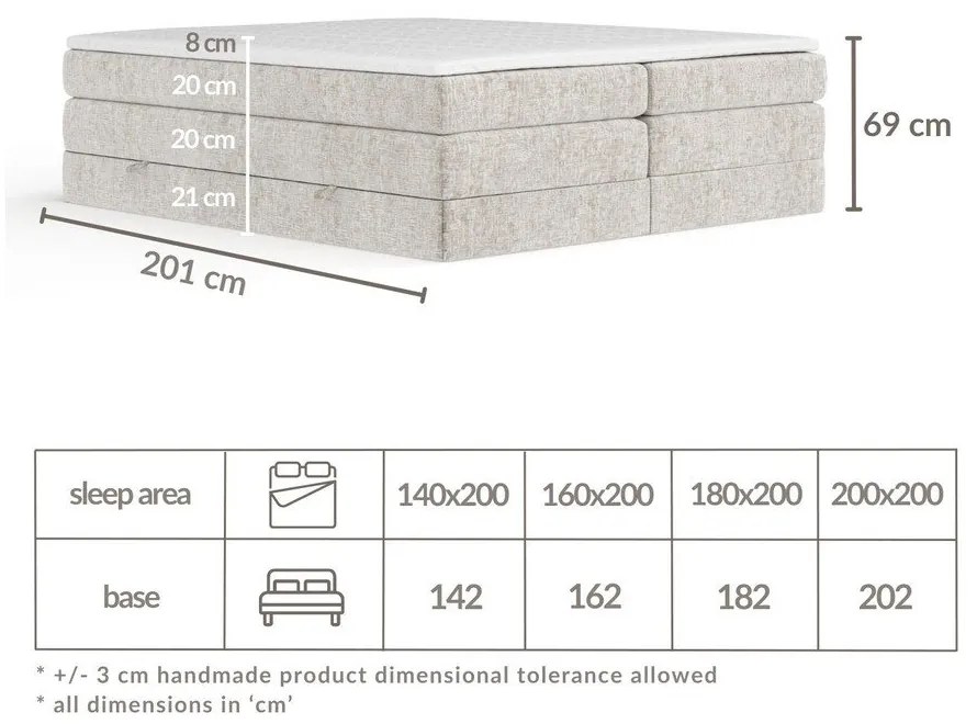 Pomarańczowe łóżko kontynentalne ze schowkiem/bez zagłówka 200x200 cm Juniper – Maison de Rêve