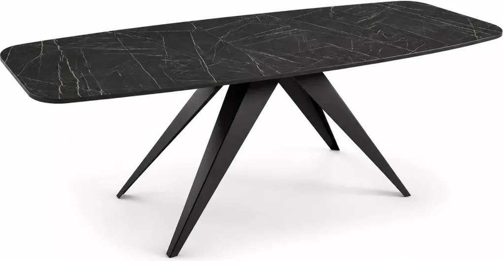 Stół owalny Lumen rozkładany do jadalni 160/180 cm – nowoczesny stół loftowy z metalową podstawą i laminowanym blatem