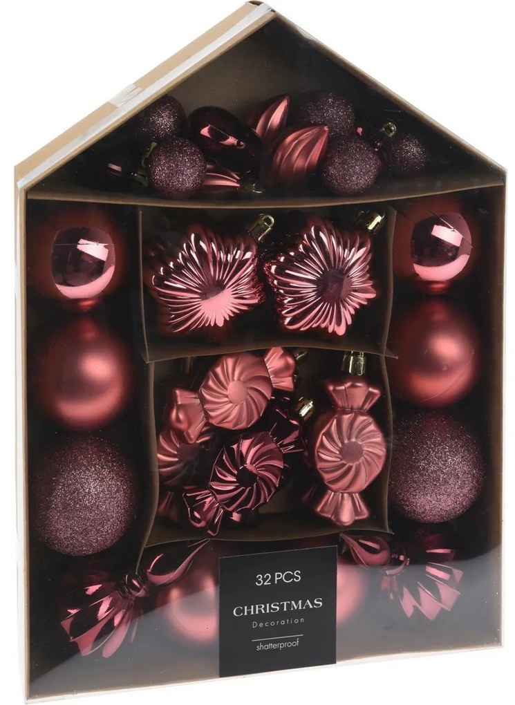 Zestaw ozdób świątecznych Festive winny, 32 szt.