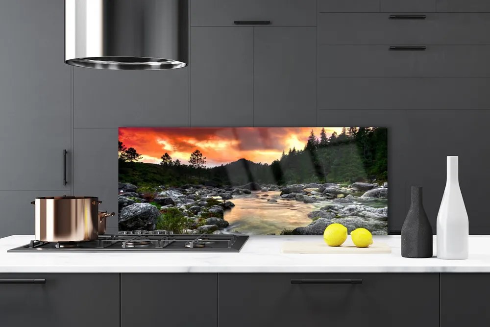 Panel Szklany Leśna Rzeka wpadająca do Jeziora