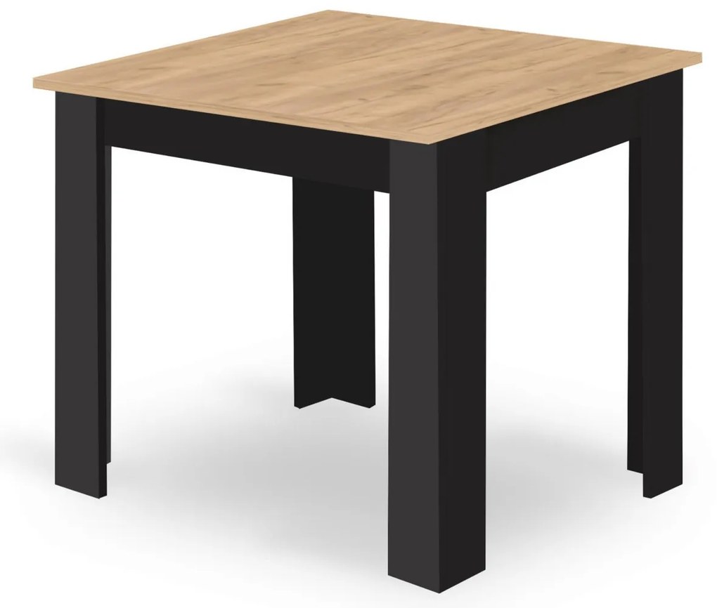 Czarny zestaw jadalniany 1 + 4, stół MADO ARTISAN 80x80 + krzesła BALI MARK czarne