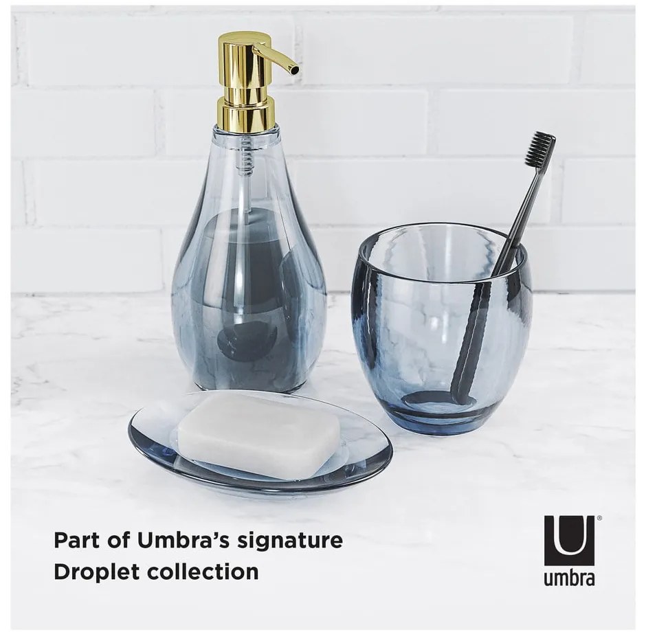 Niebieska plastikowa mydelniczka Droplet – Umbra