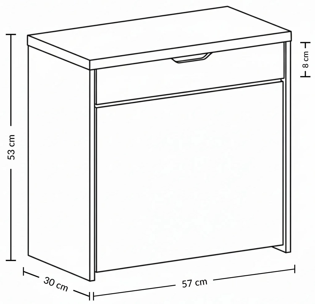 Szafka na buty z siedziskiem i wysuwanymi półkami VAULT, 57 x 30 x 53 cm
