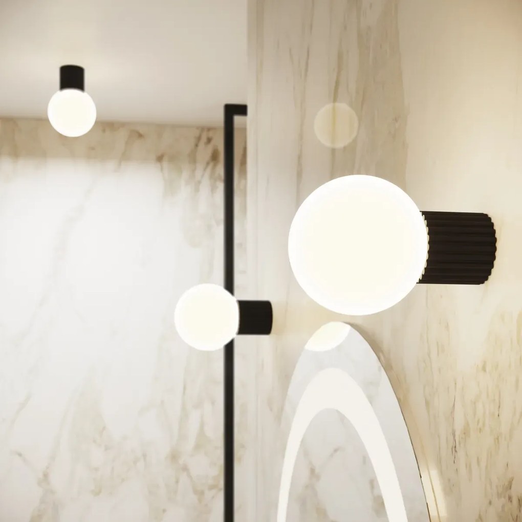 Kinkiet HALO czarny IP44 ryflowany SOLLUX LIGHTING